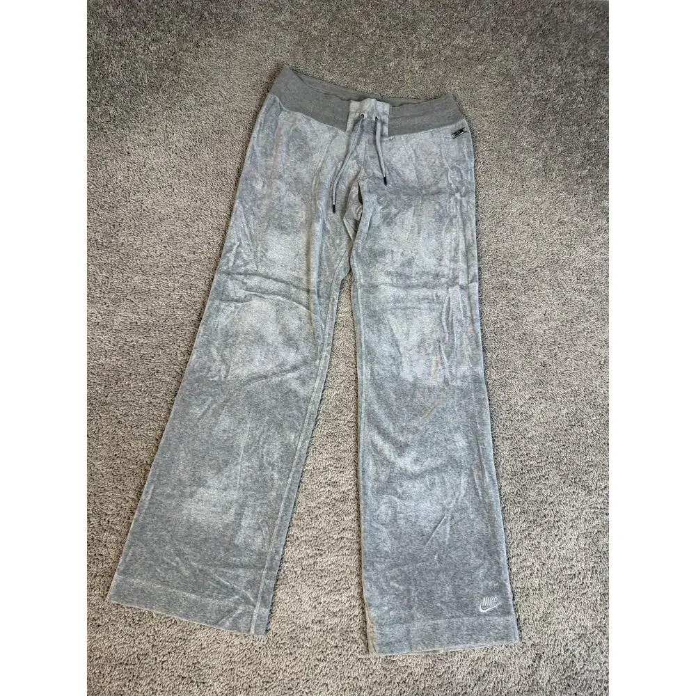 Nike Sweatpants Womens M Gray Fleece Drawstring Relaxed Fit Sherpa Lined Pants